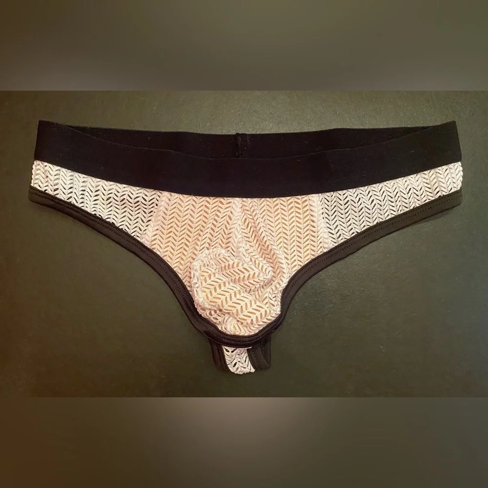 Body‎ Aware Men’s White Mesh Thong Pouch Underwear Size Small - Picture 2 of 7
